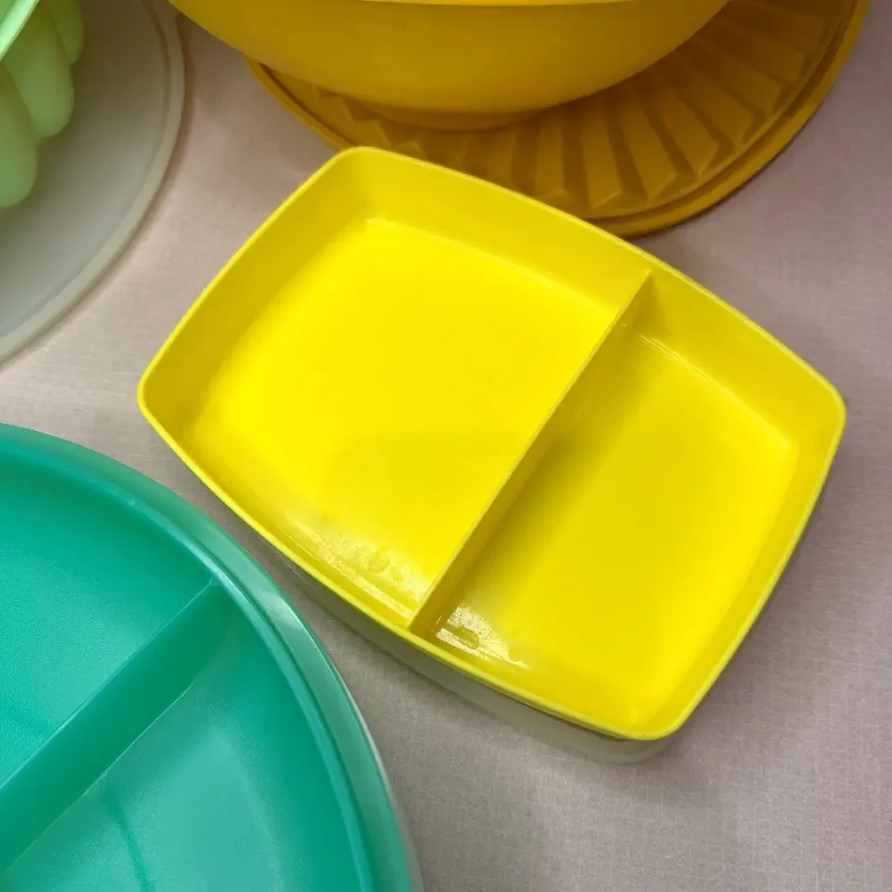 Vintage Tupperware Set of containers w/lids Bowl jello mold veggie & snack tray